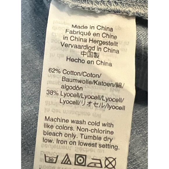 NWT MADEWELL Chambray Princess Seamed Midi Dress Button Front Ruffle Sleeve 14P - Picture 9 of 9